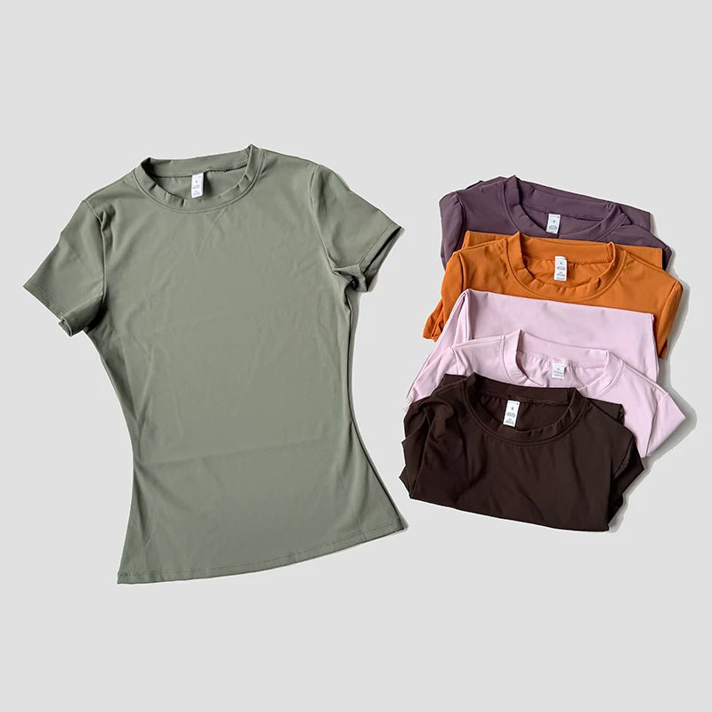Women Yoga Top Seamless Sport T Shirts Fitness Clothes Short Sleeve Yoga