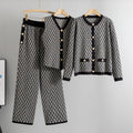 Knited 3 Piece Sets Elegant Women Long Sleeve Sweater Coat Single Breasted Knit Vest Trousers 2026 New