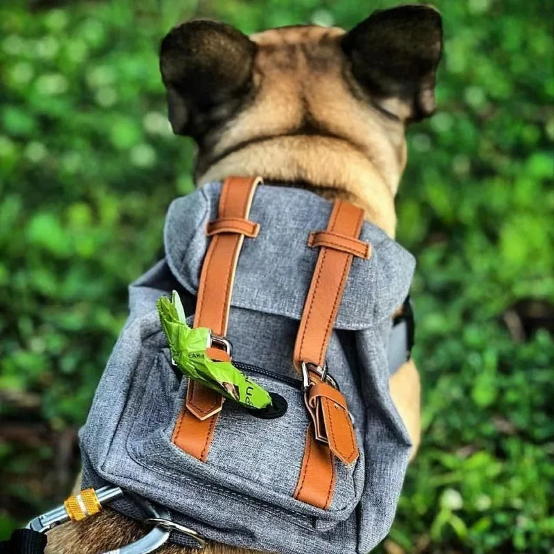 Retro British Dog Self Back Pack Carrying Hiking Bag Travel Packed Dog Poop Bags Backpack Dogs Self Outdoor Walking Pet Supplies