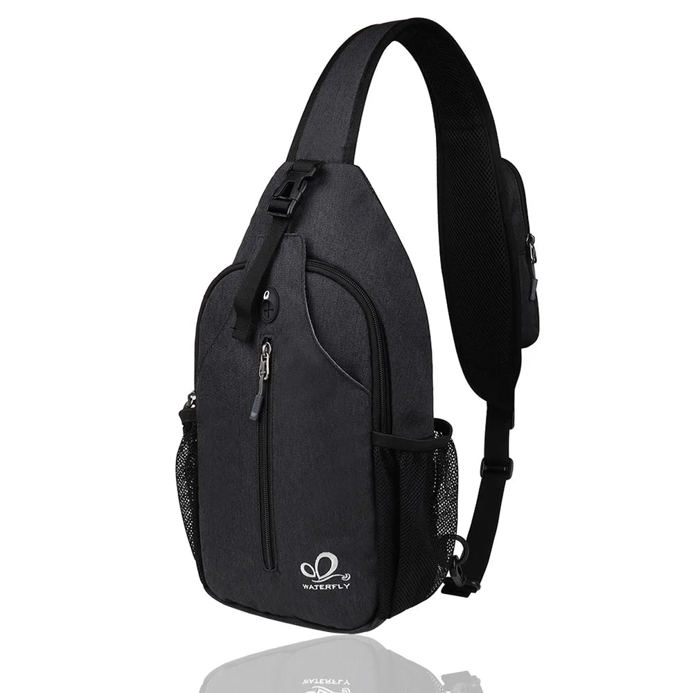 WATERFLY Sling Bag Chest Pack Shoulder Crossbody Sling Backpack For Women Men Travel Hiking Chest Bag Daypack