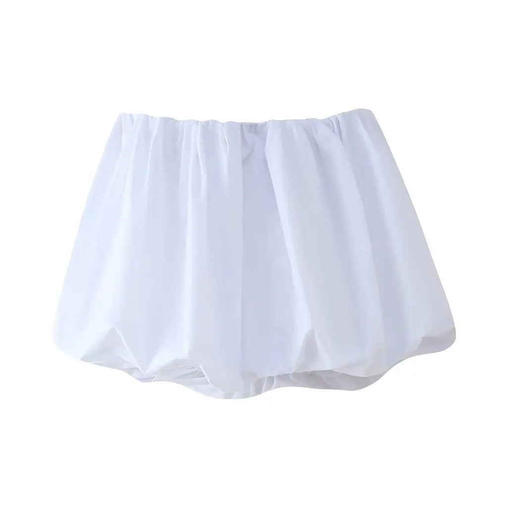 DUOPERI Women's Solid Mini Balloon Skirt Fashion High Elastic Waist Female Chic Lady Casual Y2K Short Skirt
