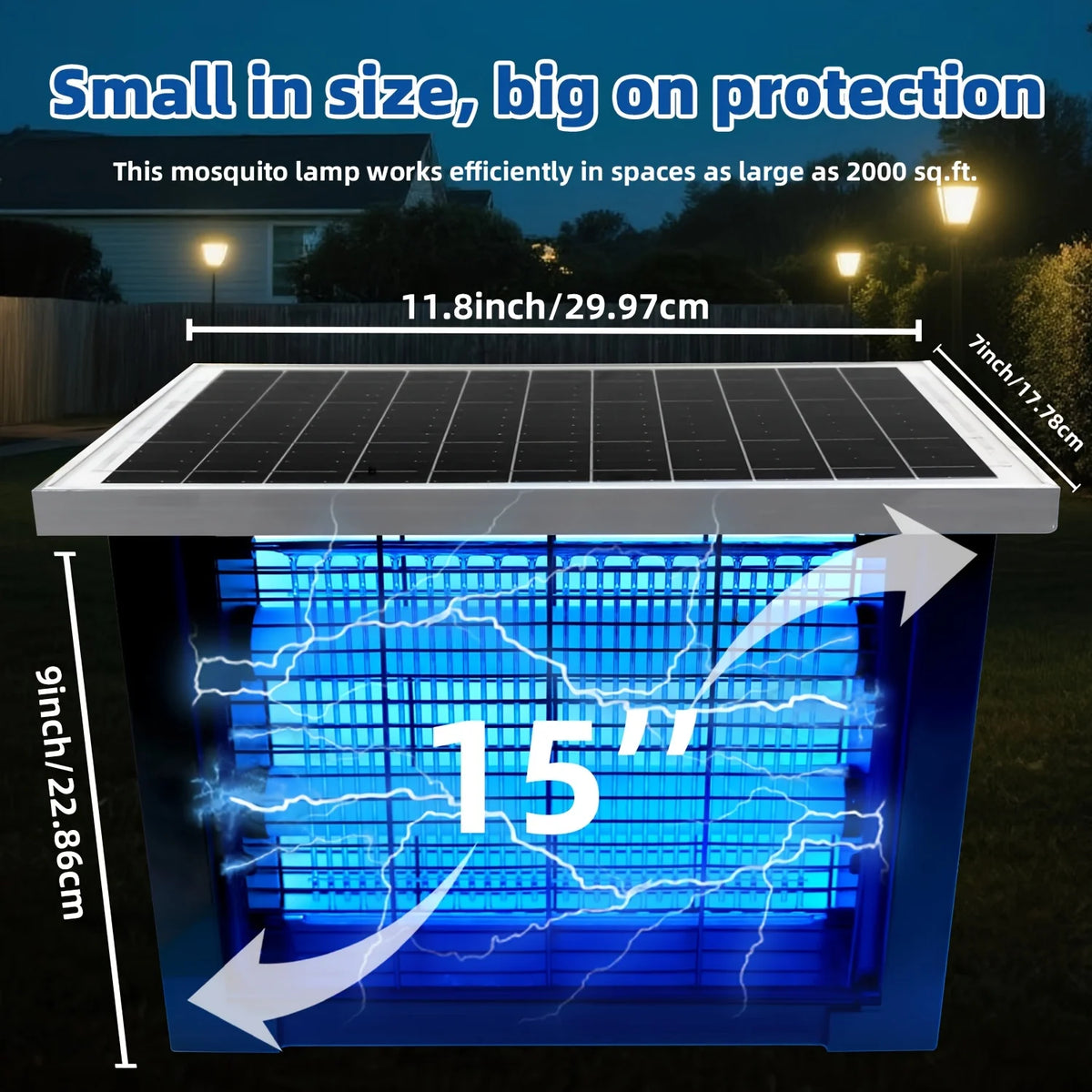 Powerful Solar Bug Zapper Outdoor for 2000 sq.ft, Poartable Rechargeable Mosquito Zapper with High Powered