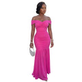 Dresses For Woman Off Shoulder Ruched Cinched Waist Evening Party Mesh