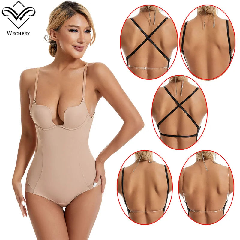 Women's Deep-V Backless Shaping Bodysuit