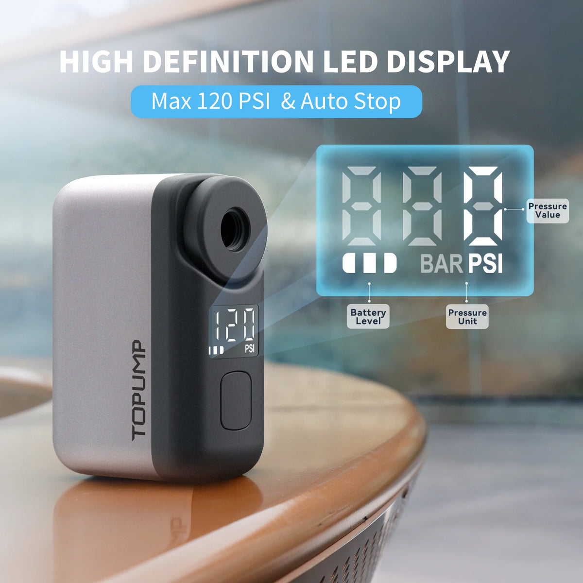 Mini Bicycle Pump Portable Air Inflator 120PSI LED Type-C 450mAh Fast Inflation Bike Schrader Presta Tire Cycling Accessories