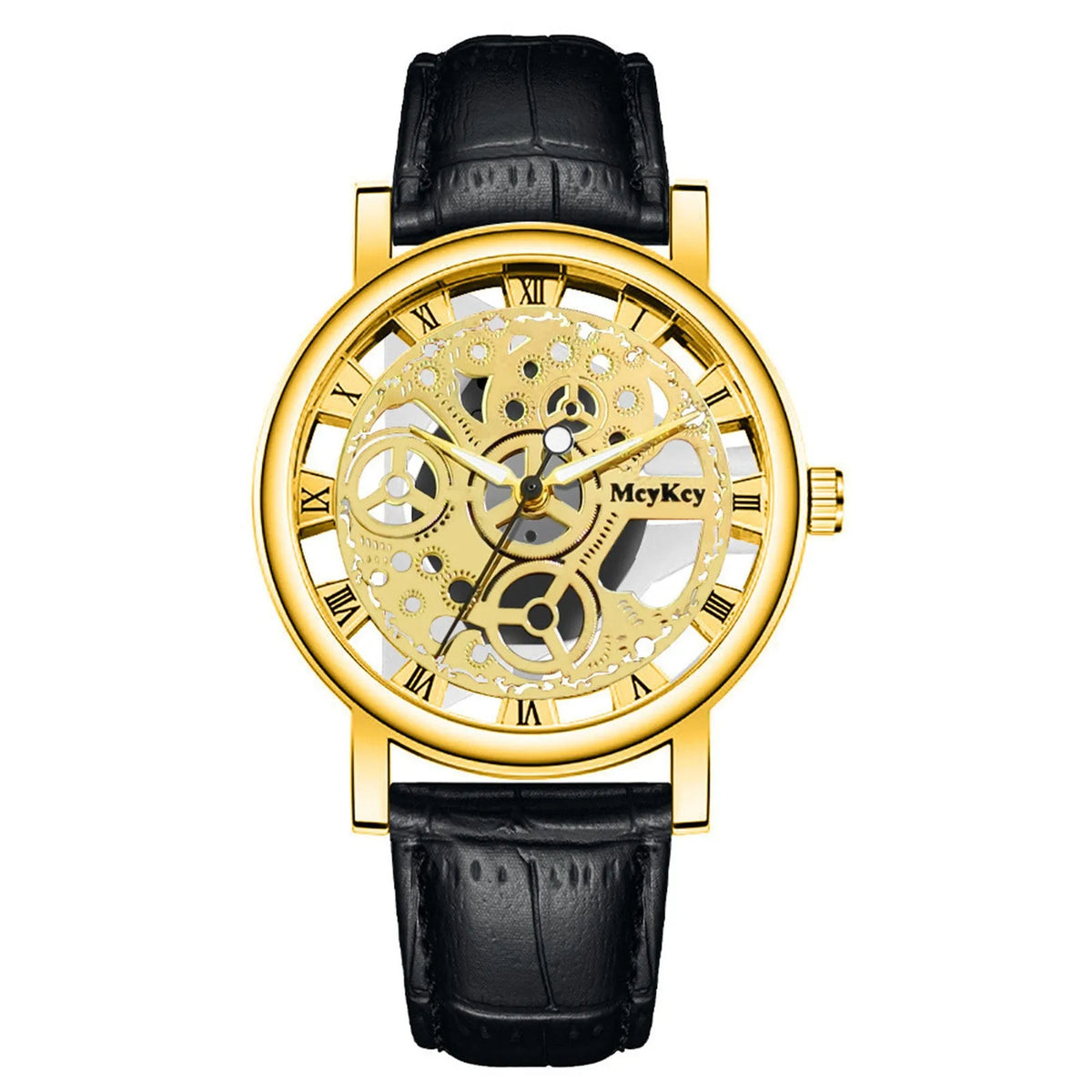 Men's Wristwatch Luxury Gents Quartz Watch Men Bottom Hollow Imitation Mechanical Watch Men Belt Watch Free Shiping reloj hombre