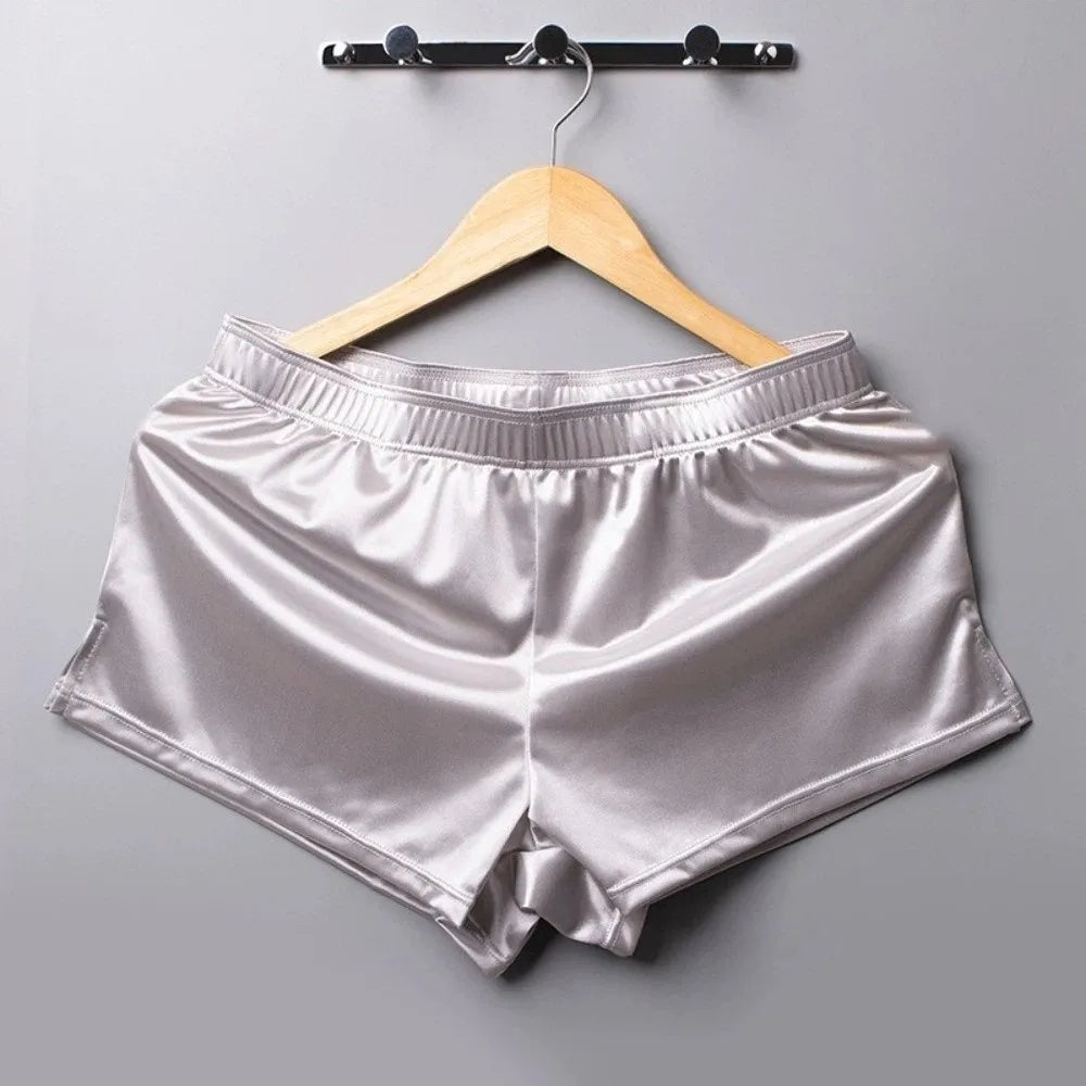 Sleepwear Pants Ice Silk Satin Boxer Shorts Casual Style Loose Male Panties Underpants Boxer Shorts Boy