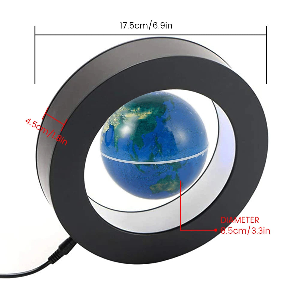 Floating Globe Levitating World Map Rotating Ornament LED Lamp For