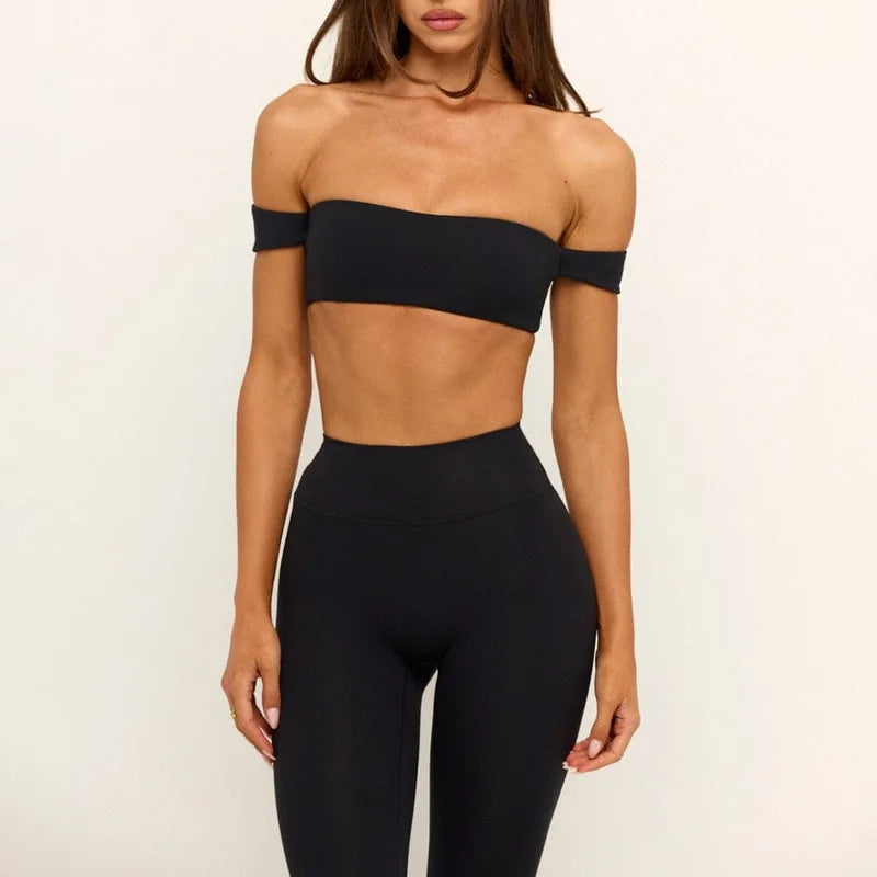 Women'S Underwear Yoga Set with Chest Pads Strapless Sports Fitness Top