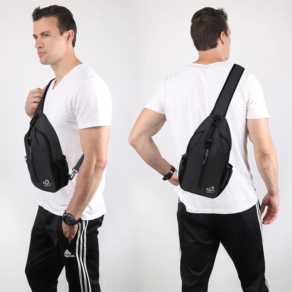 WATERFLY Sling Bag Chest Pack Shoulder Crossbody Sling Backpack For Women Men Travel Hiking Chest Bag Daypack