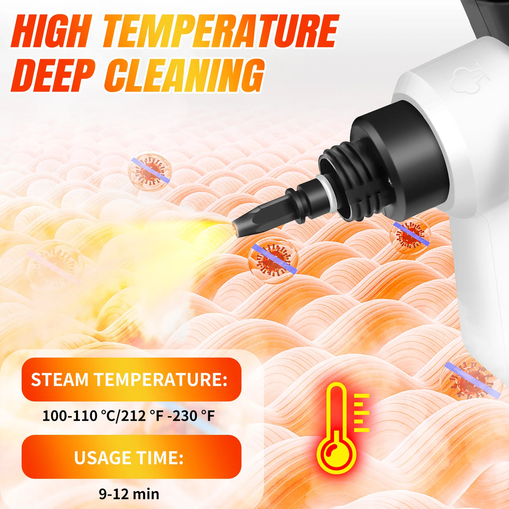High Pressure Steam Cleaner With 2.5 M Cable,Steam Cannon And 9-Piece