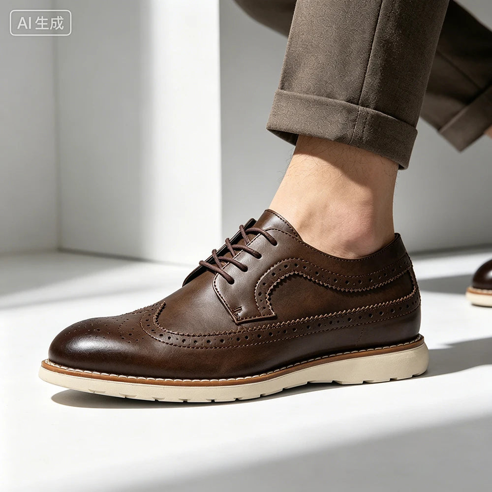 Men's Lace-Up Leather-Style Shoes