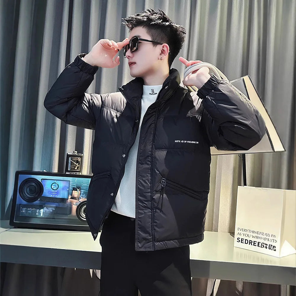 Men's Winter Fashion Down Jacket Streetwear Men's Coat Short Puffer Coat Men's Thick Warm Outerwear Winter Jacket Men Windproof