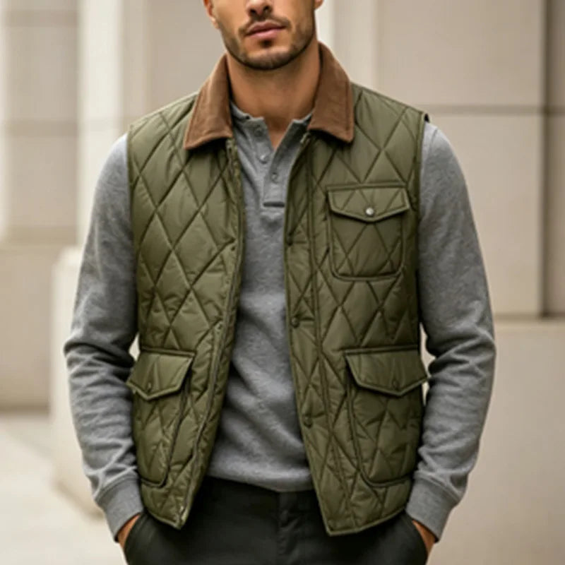 Winter Men' Sleeveless Vest Jackets Fashion Male Cotton-Padded Vest Coats Men Stand Collar Warm Waistcoats Men Clothing
