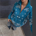 Casual Printed Knitted Women's Cardigan Long Sleeve Zippers Stand Collar Pocket Lady Sweater 2026 Autumn Chic Female Streetwear