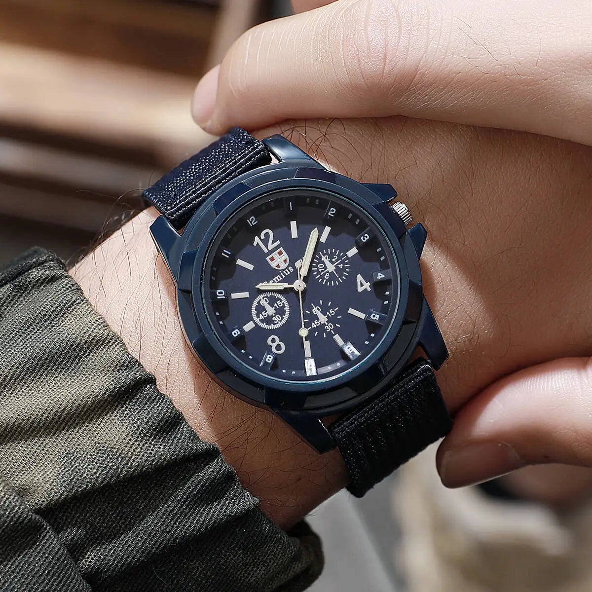 Men's Military-Style Nylon Strap Watch