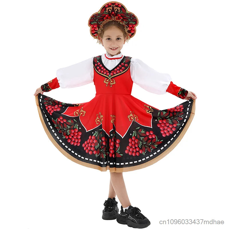 Red Russian National Traditional Dance Outfit Fancy Dress Up Мальчик