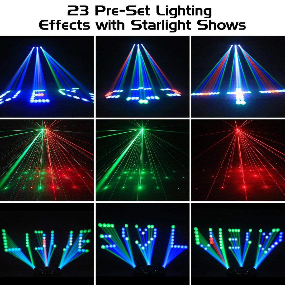 Datewink 30W RGBW LED Stage Light Three-Head Airship Projector Pattern Effect Light DMX For DJ Disco Party Wedding Bar Christmas