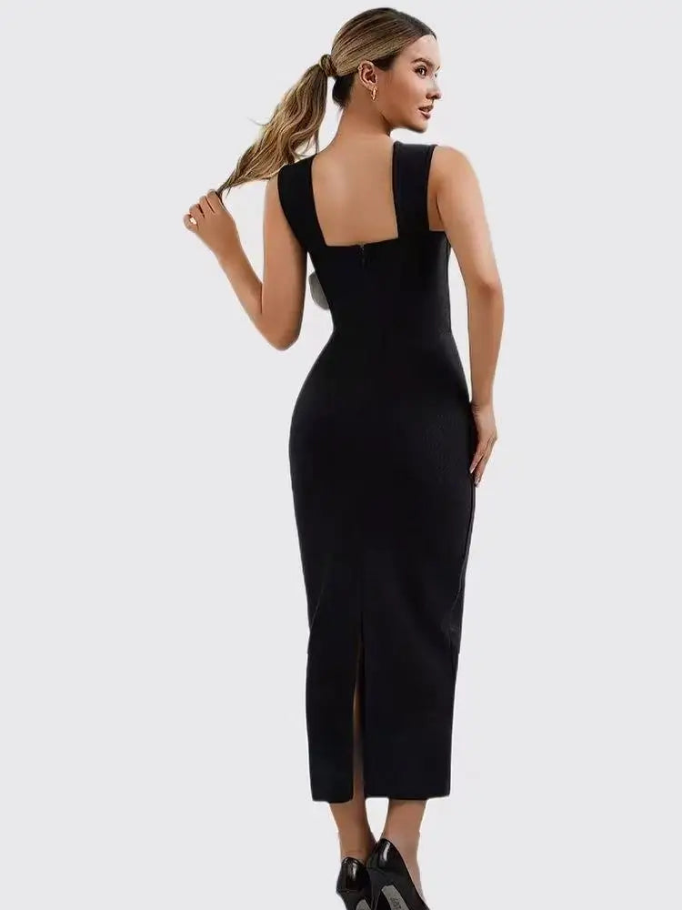 Women'S Evening Dresses Strapless Tie White Flowers Bodycon Bandage Long