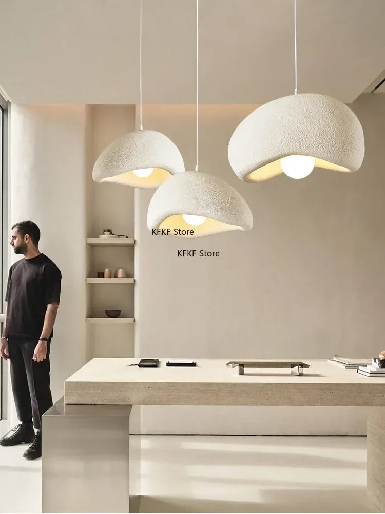 Nordic Wabi Sabi LED Pendant Light E27 Simple Chandelier Cord Suspend Lamp for Dining Room Restaurant Luminarias Fixtures