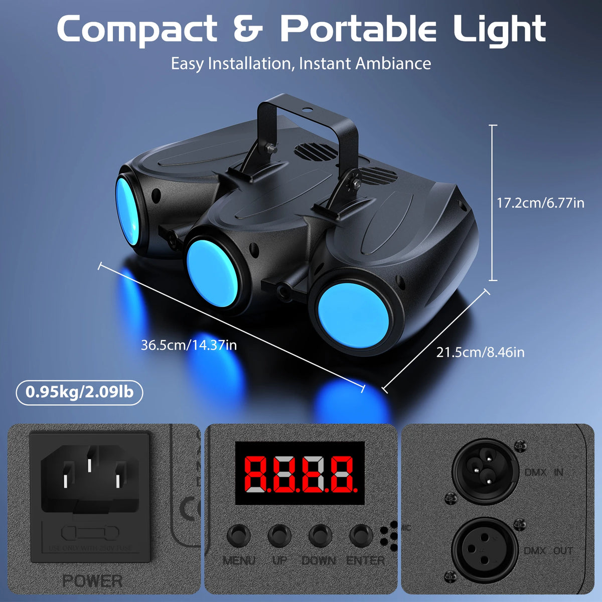 Datewink 30W RGBW LED Stage Light Three-Head Airship Projector Pattern Effect Light DMX For DJ Disco Party Wedding Bar Christmas