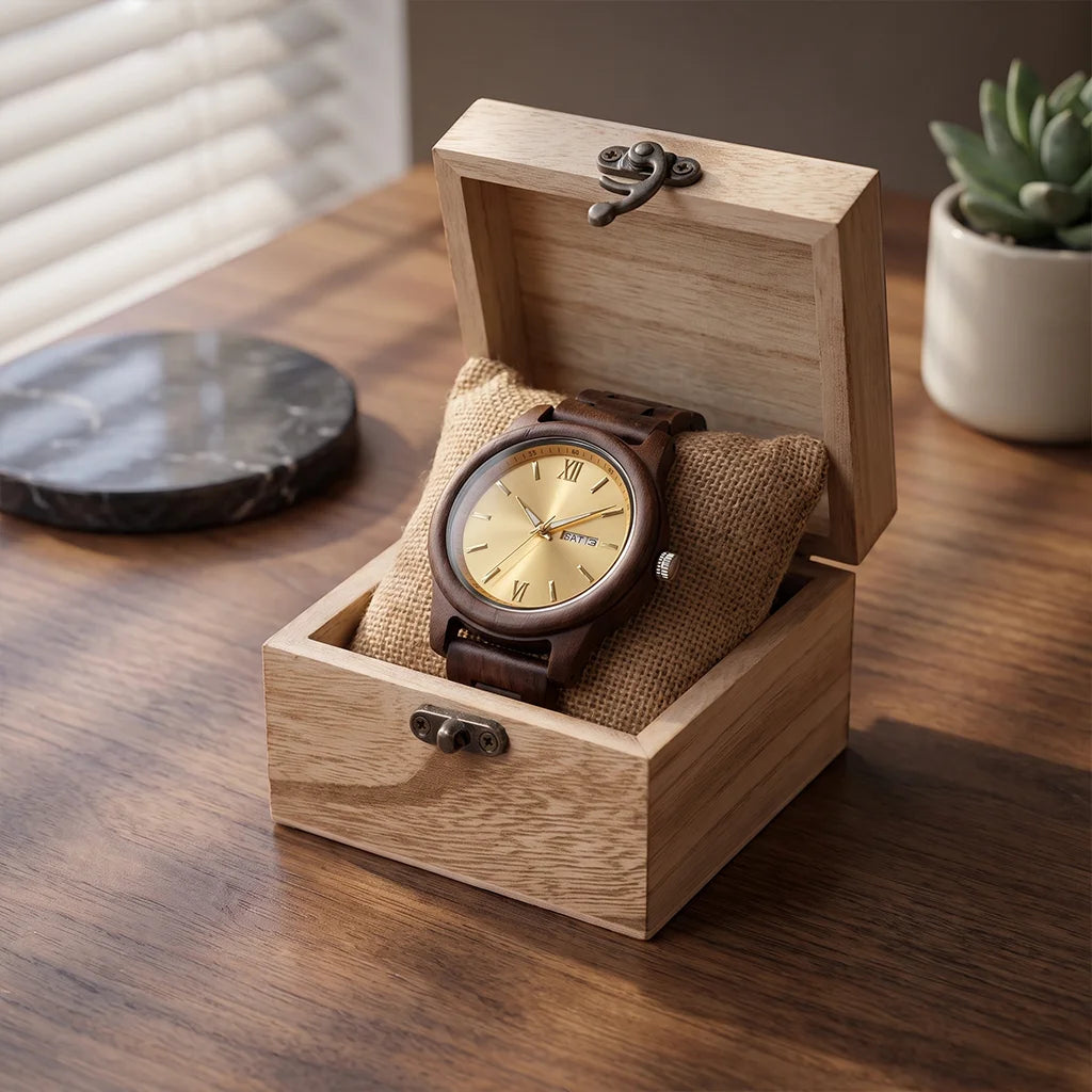 Men's Wooden Chronograph-Style Watch
