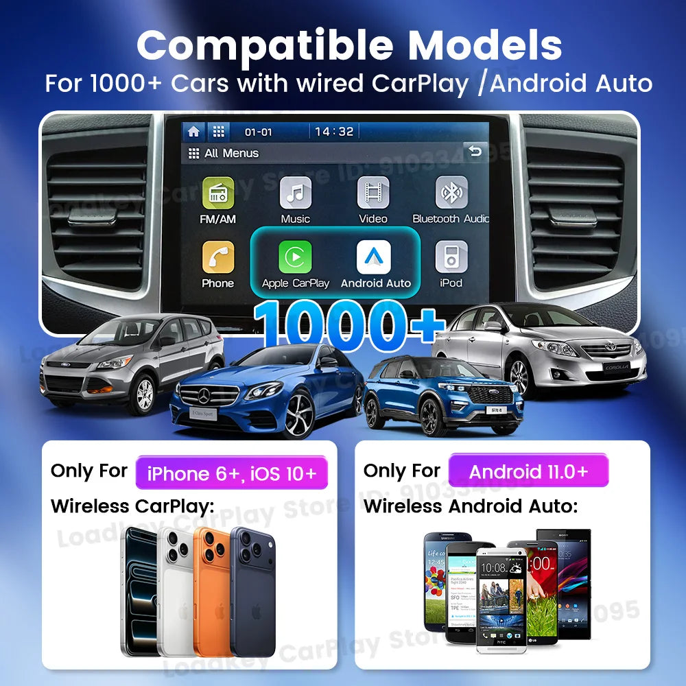 CarlinKit 5.0 2Air Wireless CarPlay Android Auto Wireless Dongle For Car Radio With Wired CarPlay/Android Auto WIFI USB Port
