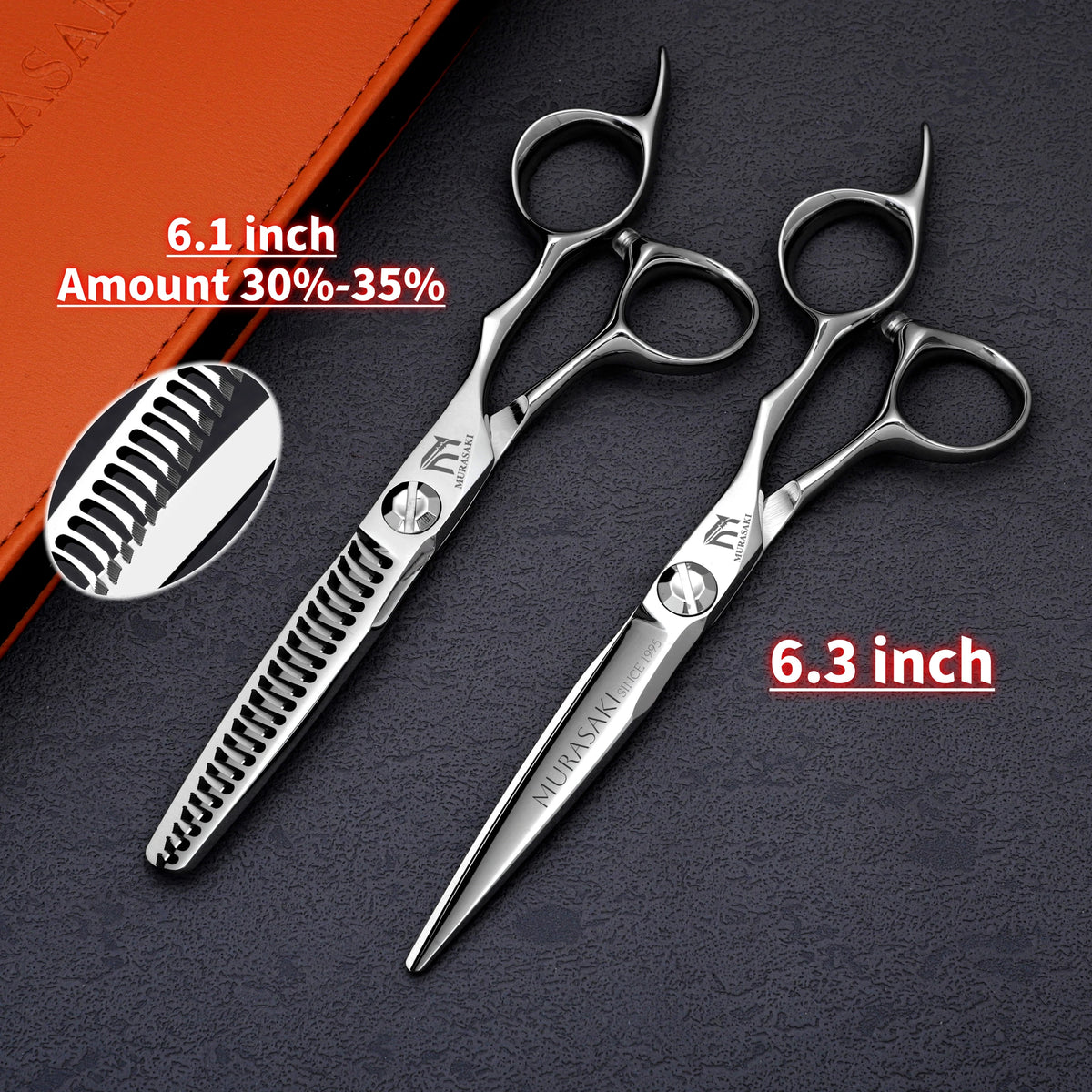 MURASAKI Top-level CNC Barber Scissors Set, Japanese VG10 Steel Barbershop Accessories, 5.7-6.3-6.8 Inches Hair Cutting Shears