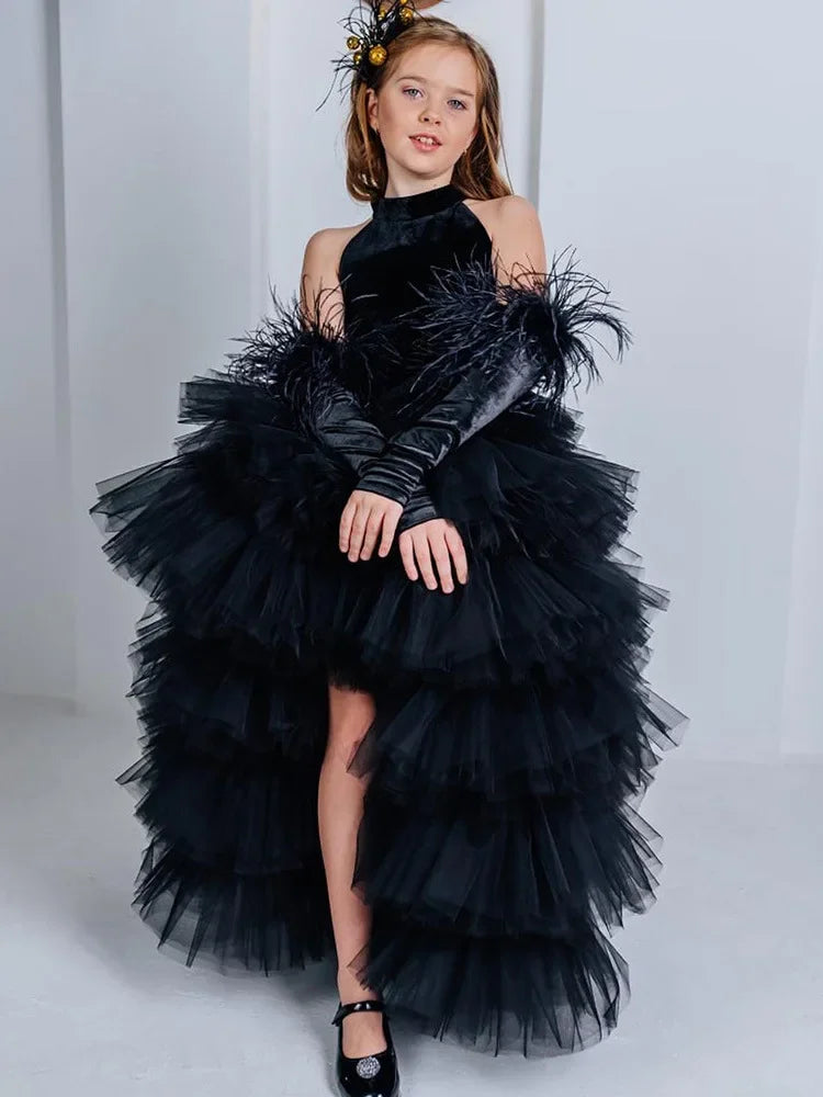 Black Children'S Dress, A Halter And Backless Princess Dress, Birthday