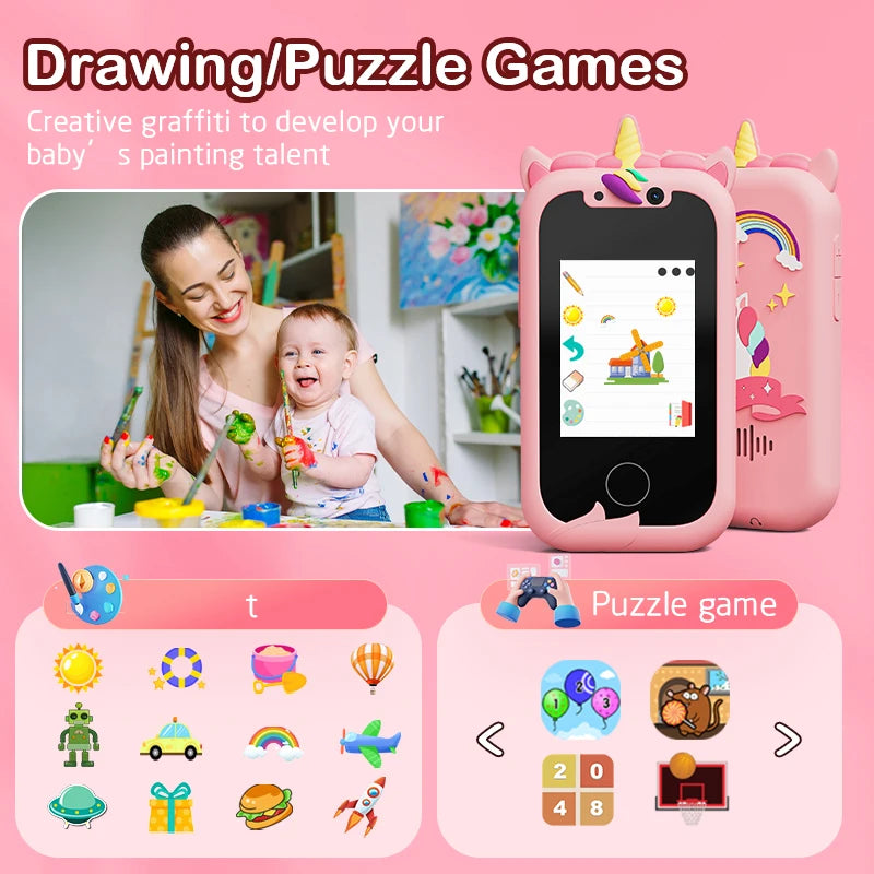 Kids Smart Phone Camera Toys Touchscreen Learning Toy For 3-12 Year Old
