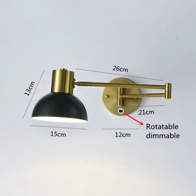 Led Dimmable Wall Lamp Bedroom Bedside Reading Light Folding Telescopic Switch Modern Creative Study Rocker Wall Light Fixture