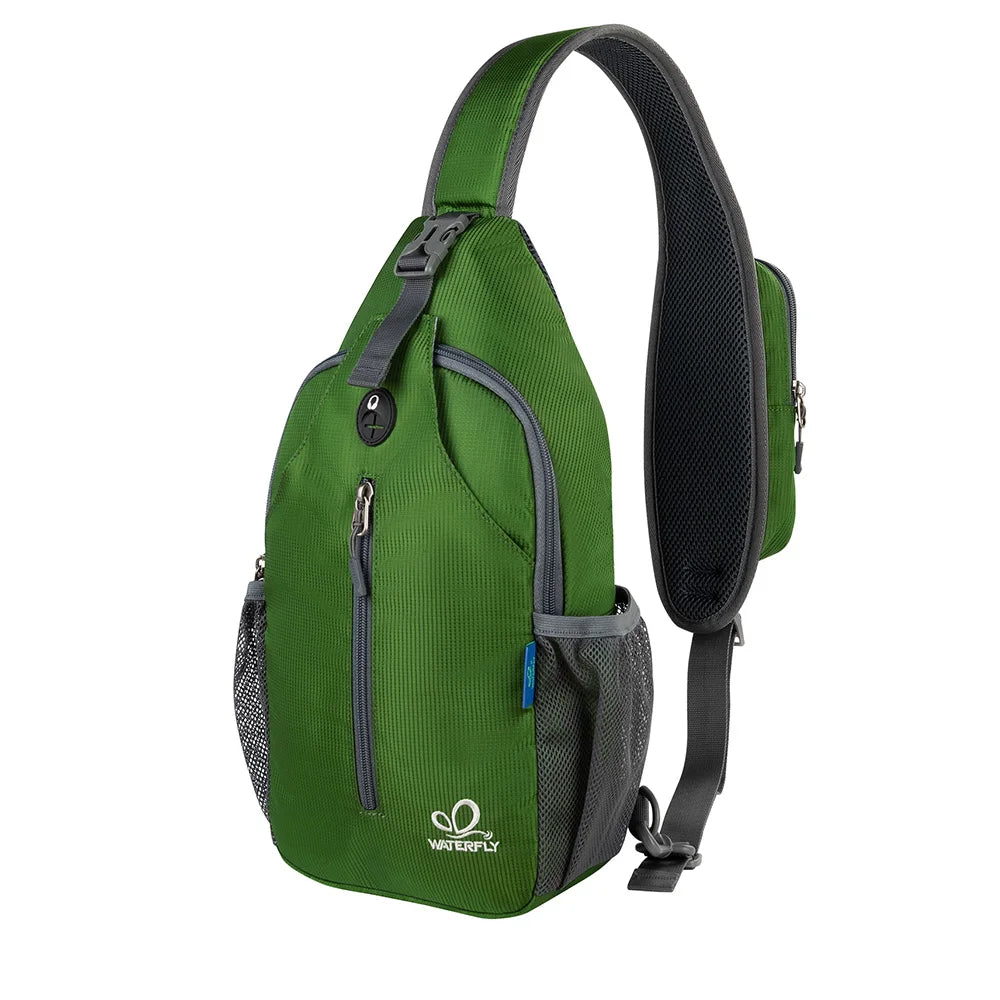 WATERFLY Sling Bag Chest Pack Shoulder Crossbody Sling Backpack For Women Men Travel Hiking Chest Bag Daypack