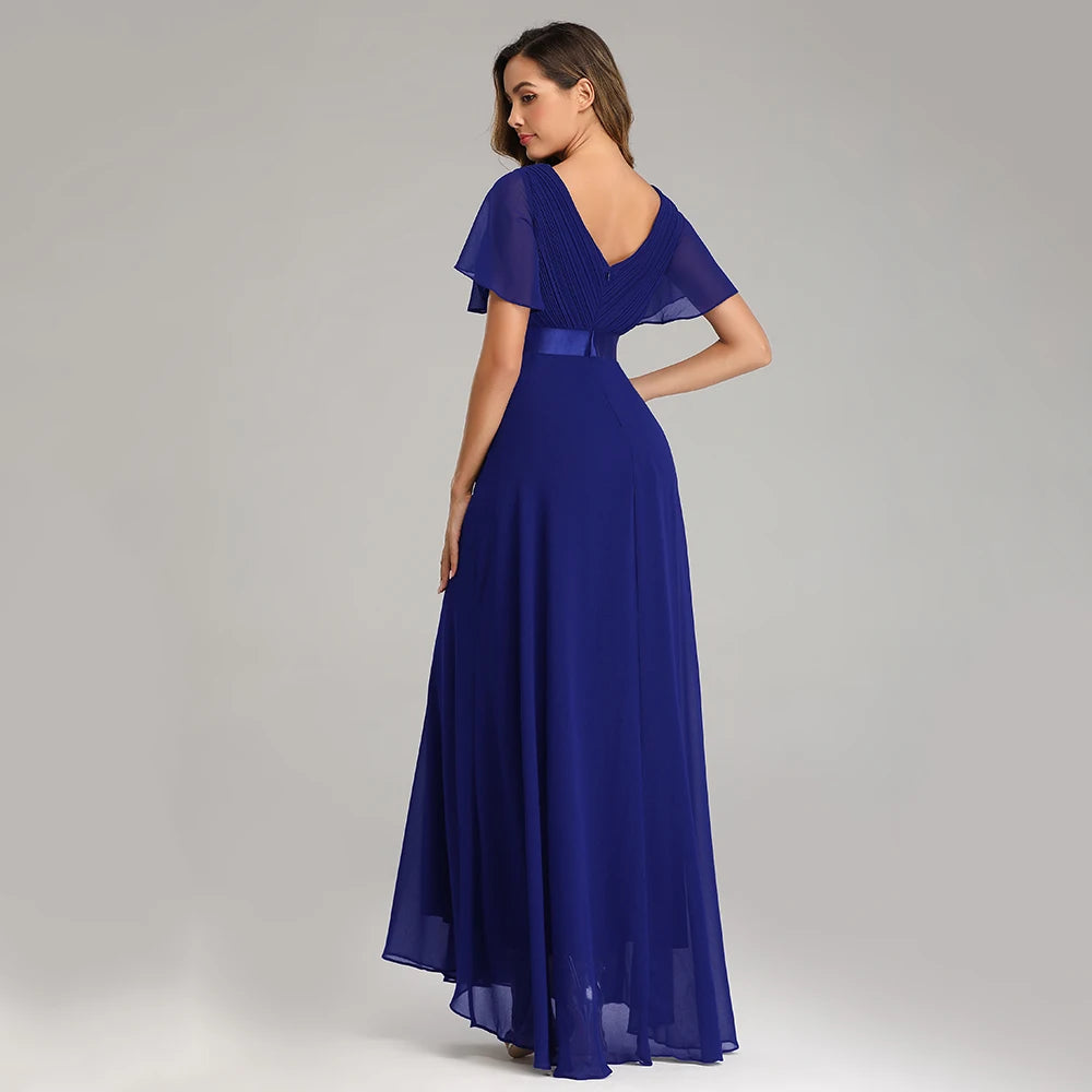 Evening Dresses XUCTHHC V-Neck Ruffles Chiffon Formal Evening Gown Robe