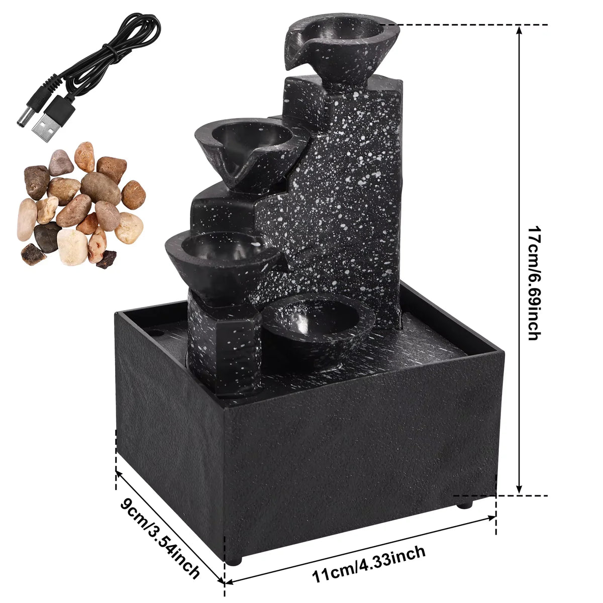 Tabletop Fountain Water Circulating LED Decor Flowing Water Ornaments