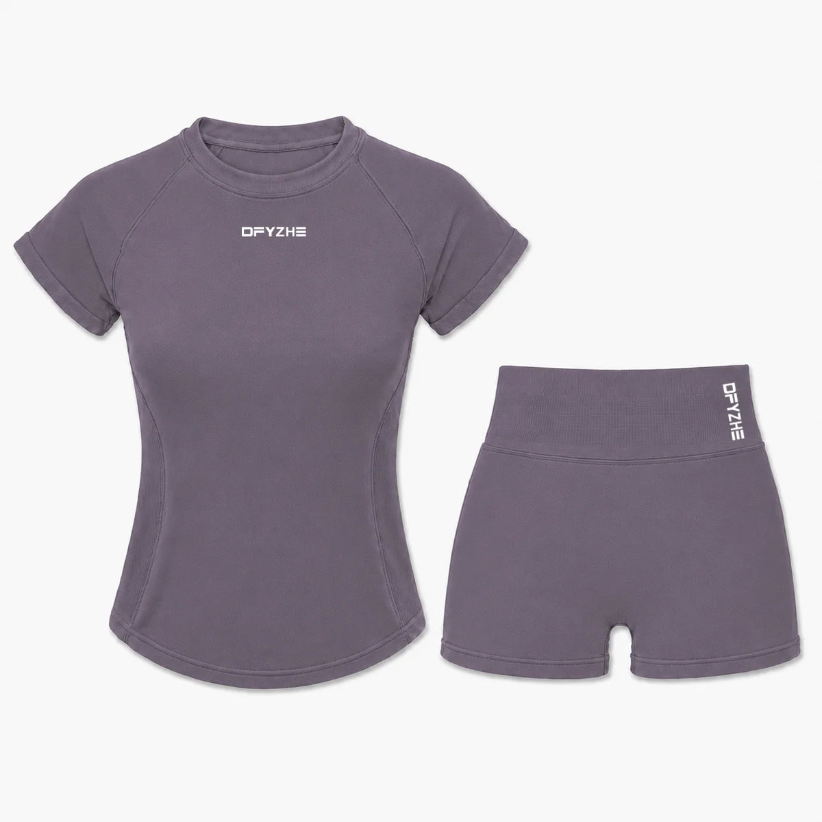Women'S 2 Piece Activewear Set, Fitted Short Sleeve Workout Top & High