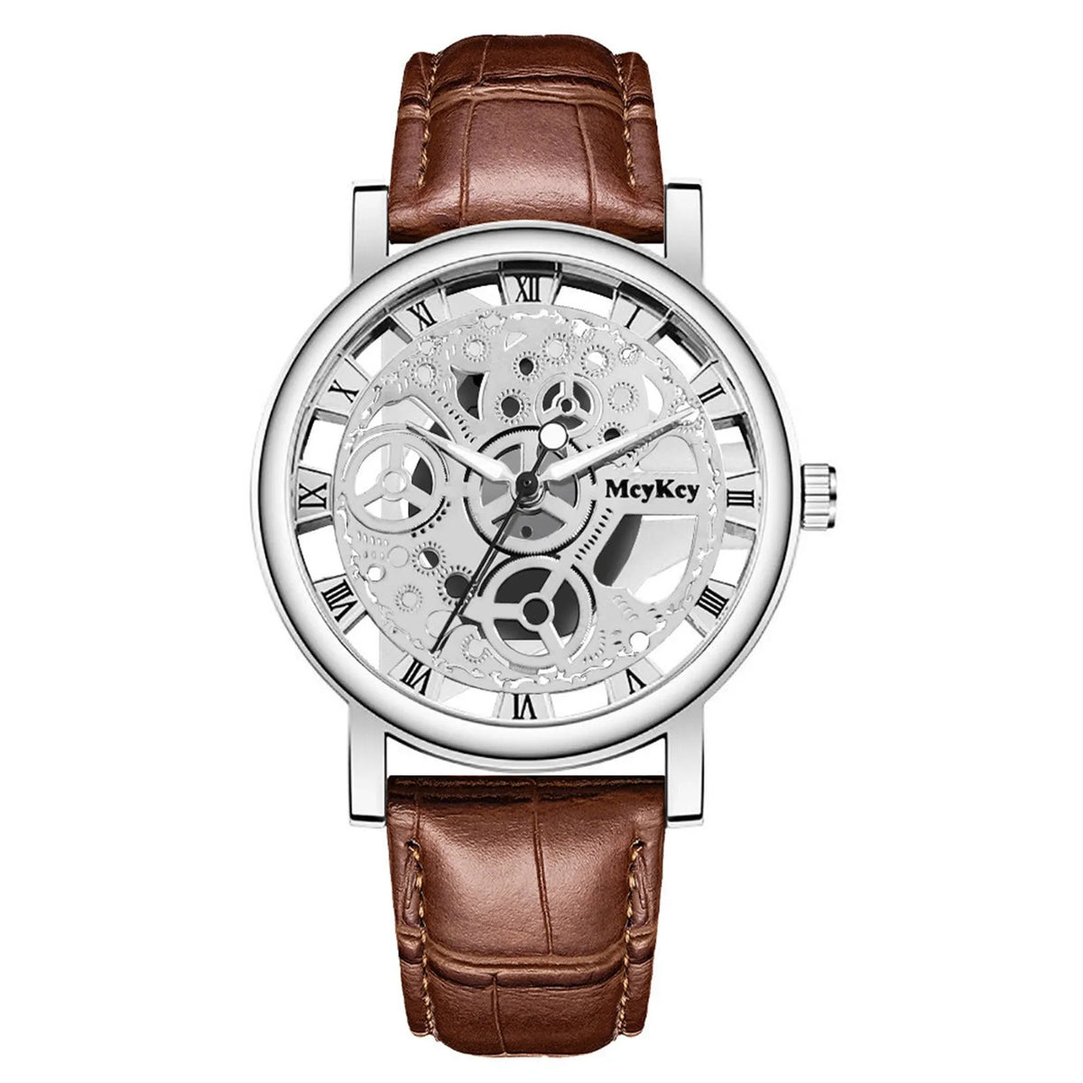 Men's Wristwatch Luxury Gents Quartz Watch Men Bottom Hollow Imitation Mechanical Watch Men Belt Watch Free Shiping reloj hombre