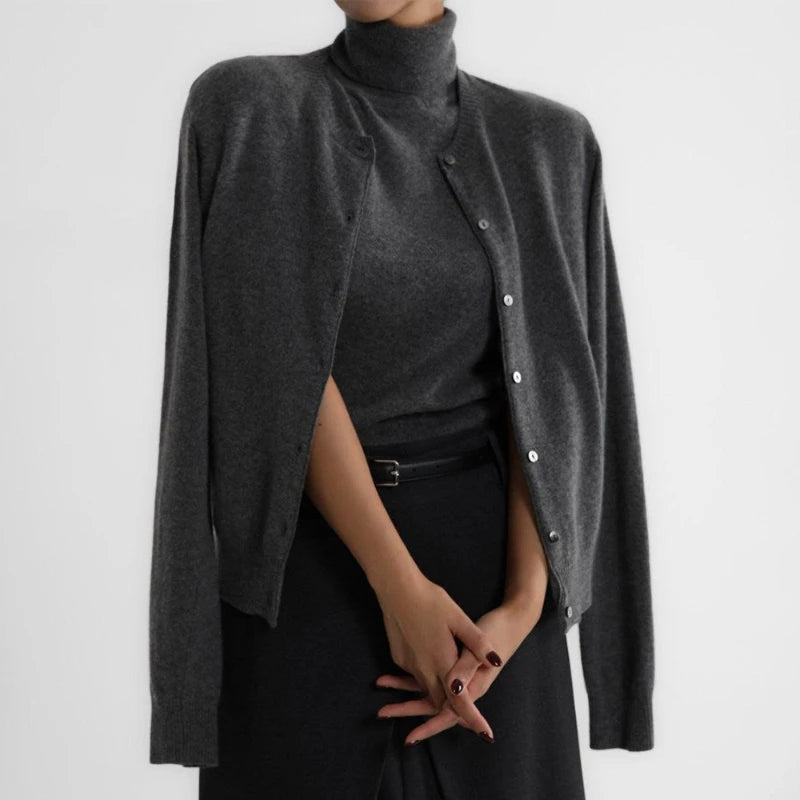 Knitwear Sweater Set Early Autumn 2025 High-necked Sleeveless Bottoming Shirt Sweater Cardigan Women's Casual Suit