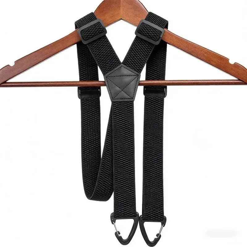 New Heavy Duty Work Suspenders for Men 3.8cm Wide with Plastic Gripper Clasps Adjustable Elastic Trouser Pants Braces-Black 1pcs