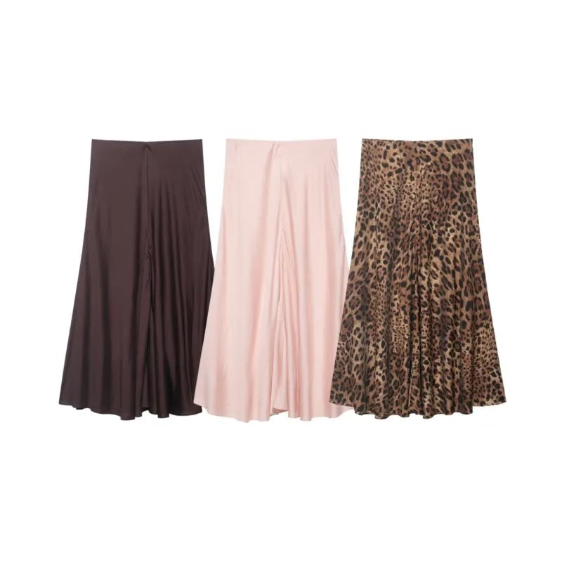 Women'S Skirts Spring Summer Elastic Waist Flared Skirt Elegant Female