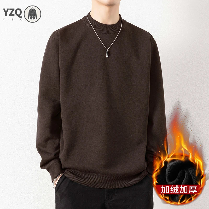 Knitwear Sweater New Autumn/Winter Mock Neck Sweatshirts Solid Color Pullovers Man Brand Casual Mens Clothing