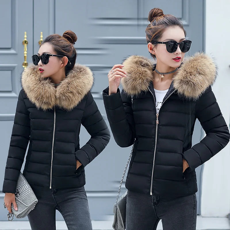 Winter Coat Women Fall Winter Fashion Down Cotton Parkas Coats Parkas Hooded Cropped Thick Warm Casual Women Loose Jacket