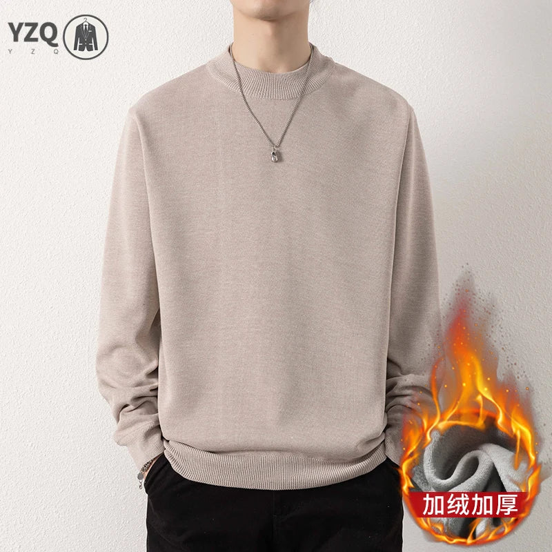 Knitwear Sweater New Autumn/Winter Mock Neck Sweatshirts Solid Color Pullovers Man Brand Casual Mens Clothing