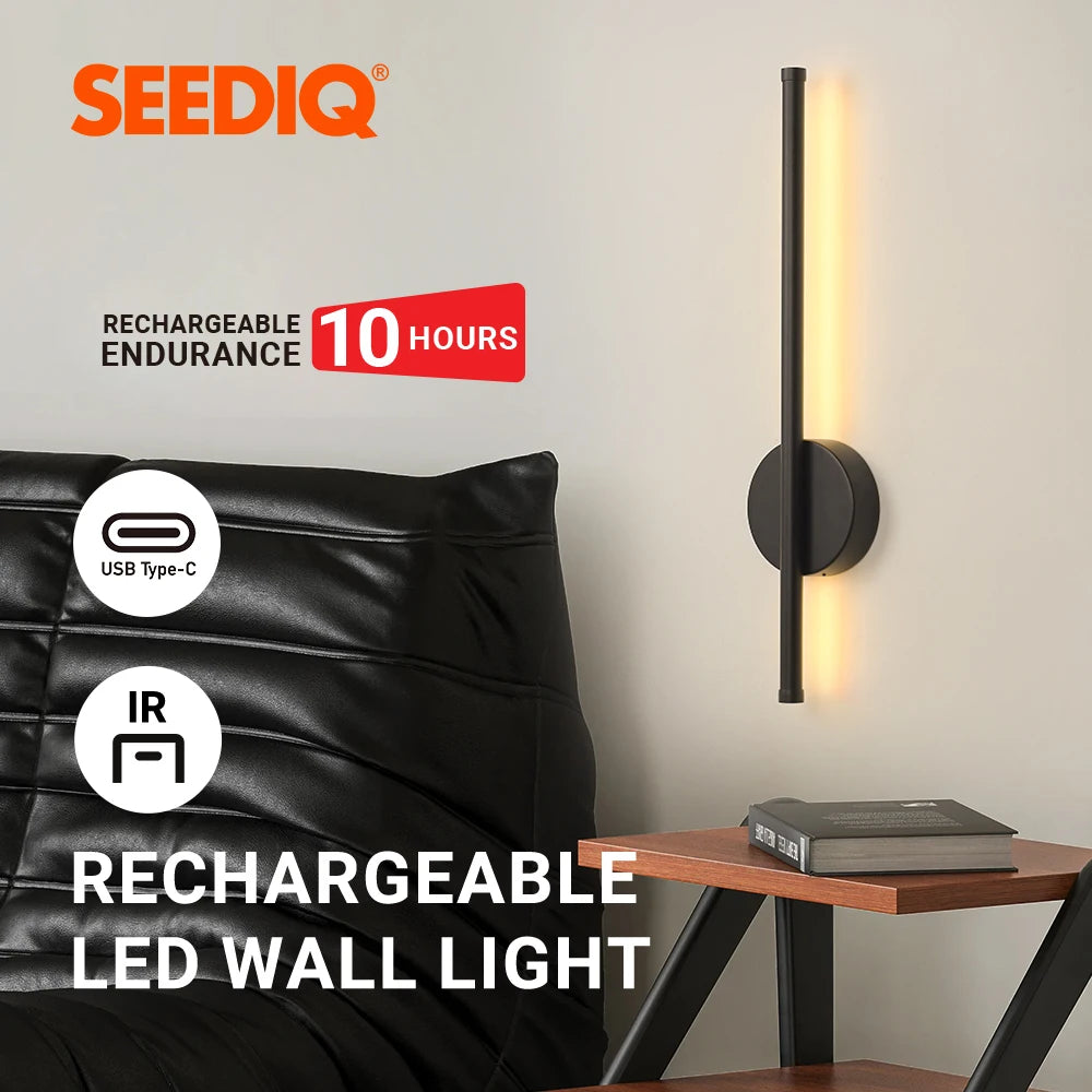 Rechargeable Battery Operated Wall Light Installation Free Wall Sconce 1PC 50CM Dimming For Livingroom Sofe Beside Bedroom