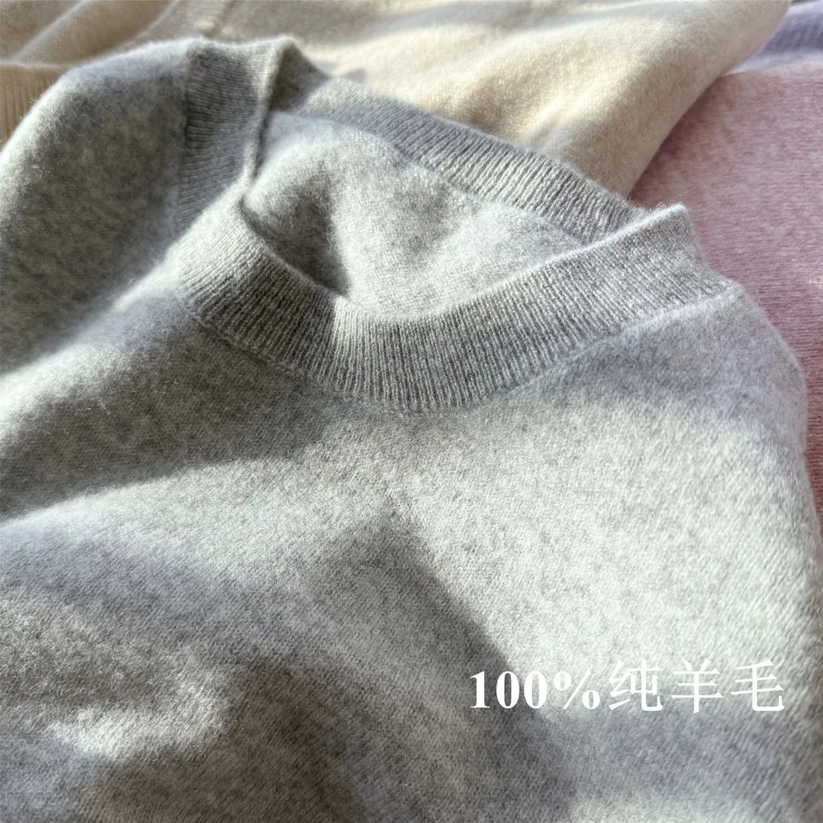 100% pure wool undershirt women's autumn and winter round-neck sweater loose high-end knitted pullover top women