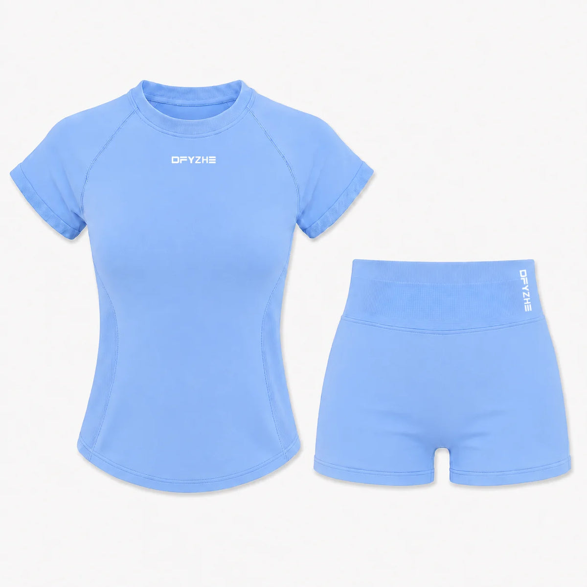 Women'S 2 Piece Activewear Set, Fitted Short Sleeve Workout Top & High