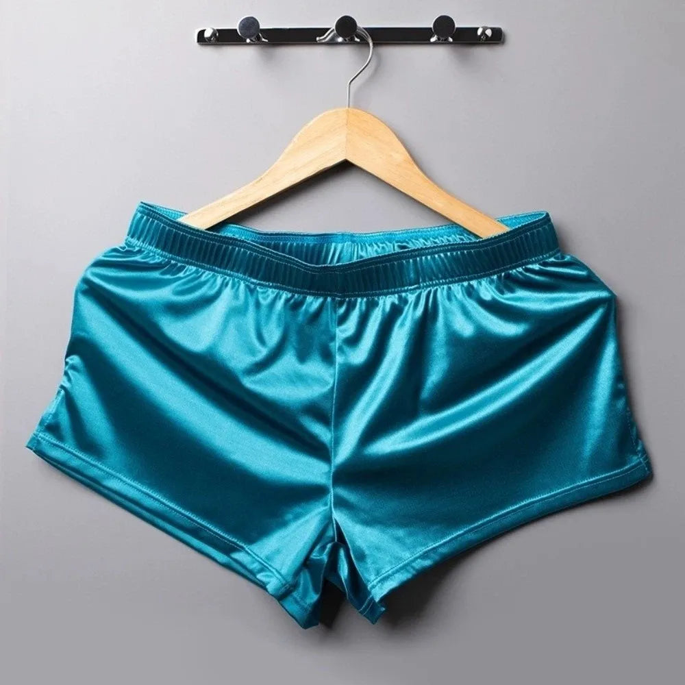 Sleepwear Pants Ice Silk Satin Boxer Shorts Casual Style Loose Male Panties Underpants Boxer Shorts Boy