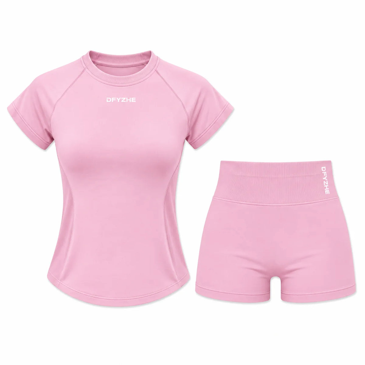 Women'S 2 Piece Activewear Set, Fitted Short Sleeve Workout Top & High