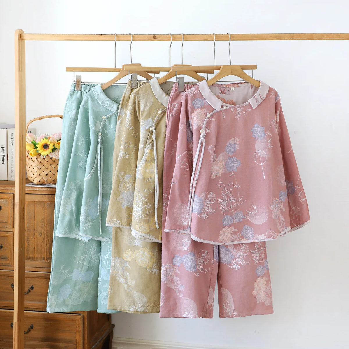 Knitted Suits Sleepwear Women Pajama Autumn Two Piece Night Wear For Ladies Sleepwear Pure Cotton Long Sleeve Pyjama-Sets