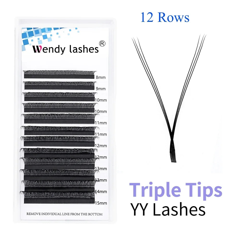 Wendy Lashes YY Shape Triple Tips Hand Woven Premium Soft Light Natural Eyelash Extension Supe High Quality Volume Premade Fans