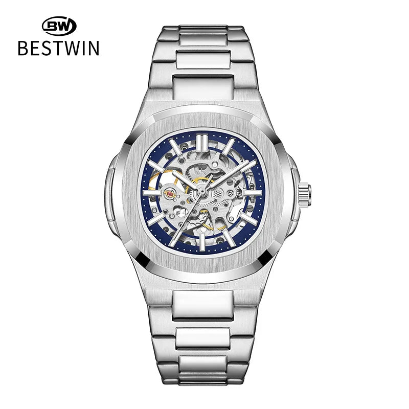 Men Watch Fully Automatic Mechanical Male Watches Double Sided Hollowed Out Luminous Waterproof Alloy Steel Wristwatch Boy Gifts